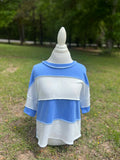BABY BLUE FRENCH TERRY COLOR BLOCK TOP