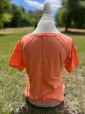 Coral Acid washed round neck top