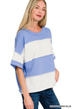 BABY BLUE FRENCH TERRY COLOR BLOCK TOP