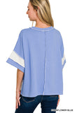 BABY BLUE FRENCH TERRY COLOR BLOCK TOP