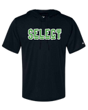 BLACK ADULT SHORT SLEEVE HOODED PERFORMANCE ( 2 DESIGNS )