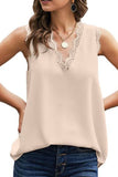 LACE STITCH SLEEVELESS CASUAL TOP