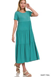 Short Sleeve Tiered Long Maxi Dress